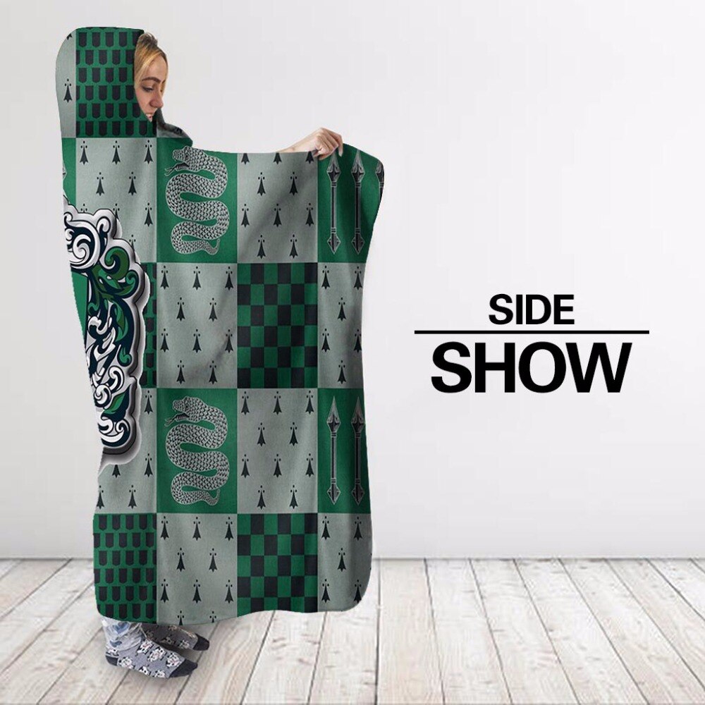 Hooded Blanket with Sherpa Lining, Wearable Crest Print