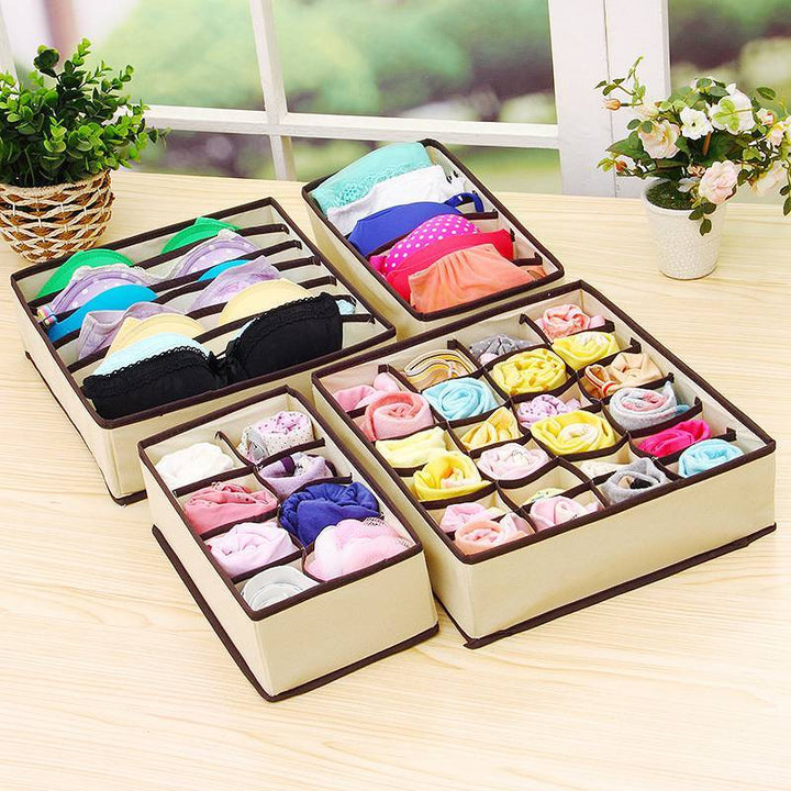 Foldable Underwear Drawer Organizer Set, 4 Sizes for Bras
