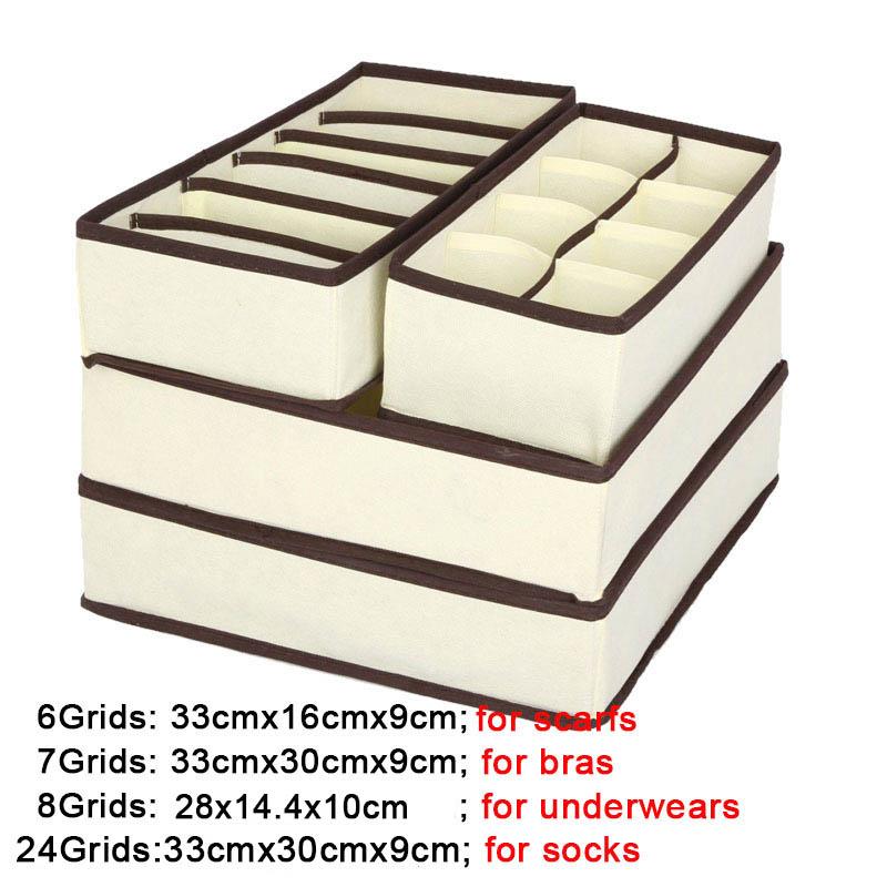 Foldable Underwear Drawer Organizer Set, 4 Sizes for Bras