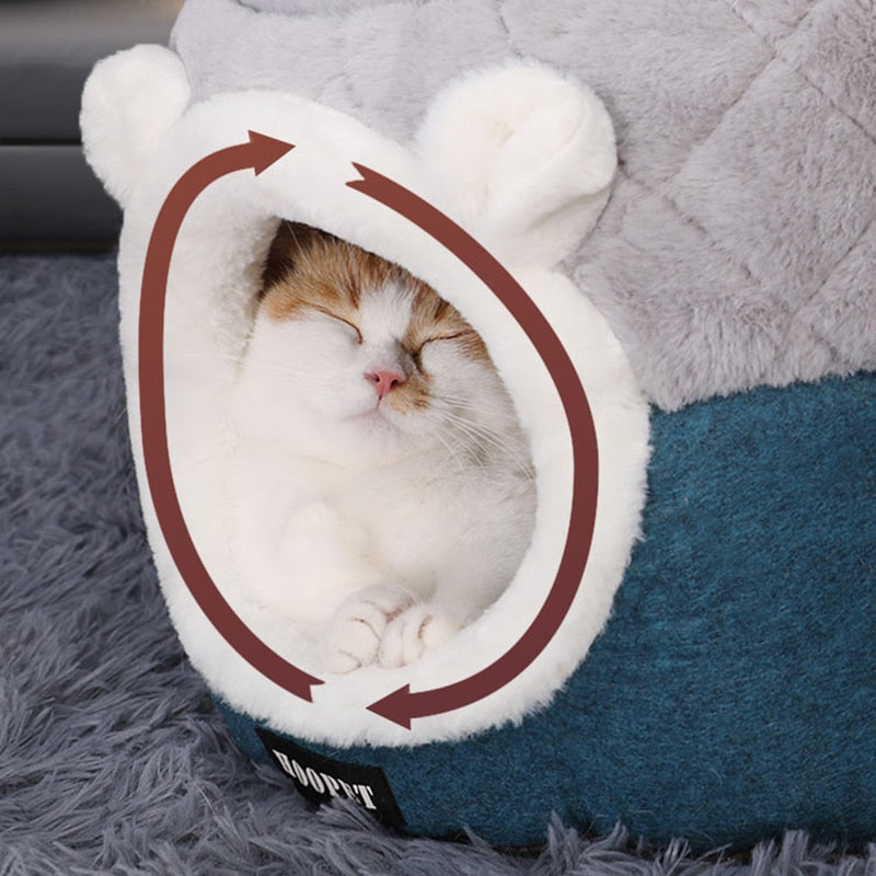 Enclosed Cat Bed House for Warm, Secure Indoor Naps
