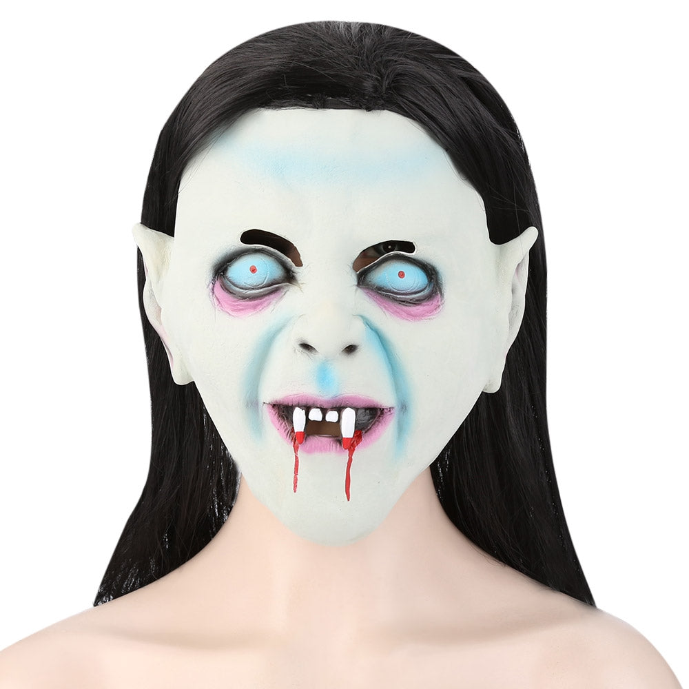 Horror Latex Mask with Wig Hair for Halloween Parties