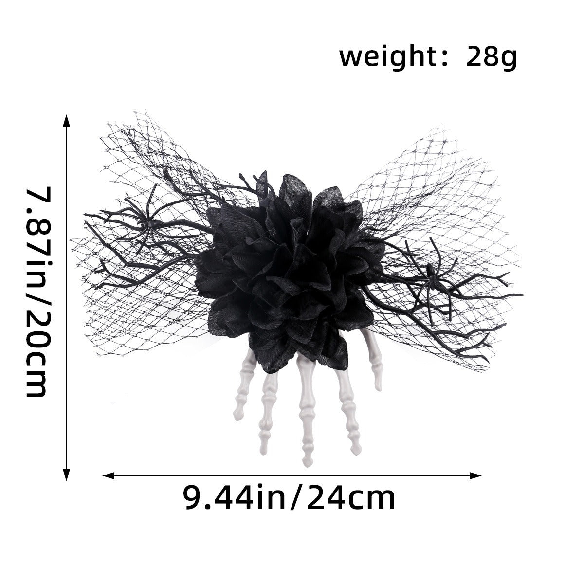 Skeleton Hand Rose Hair Clip for Gothic Halloween