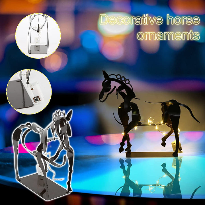 Horse Sculpture Decor With Warm Ambient Tabletop Light