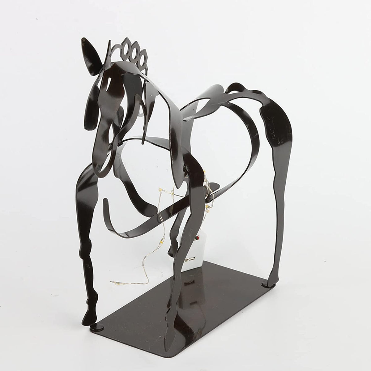 Horse Sculpture Decor With Warm Ambient Tabletop Light