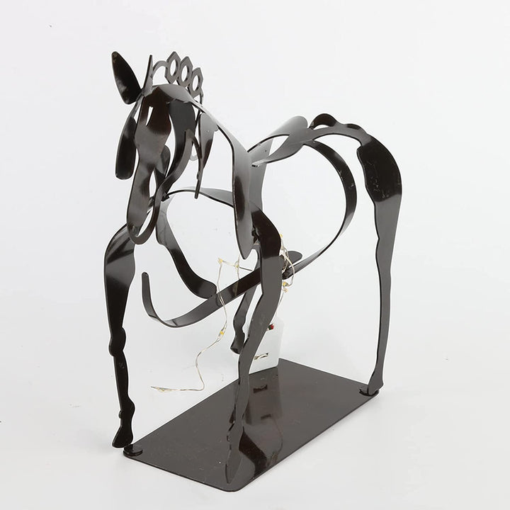 Horse Sculpture Decor With Warm Ambient Tabletop Light