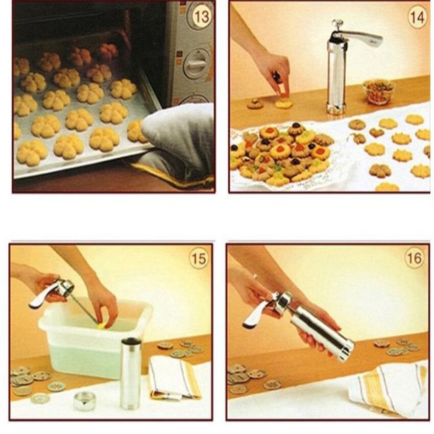 Stainless Steel Cookie Press Set: 20 Discs, 4 Nozzles