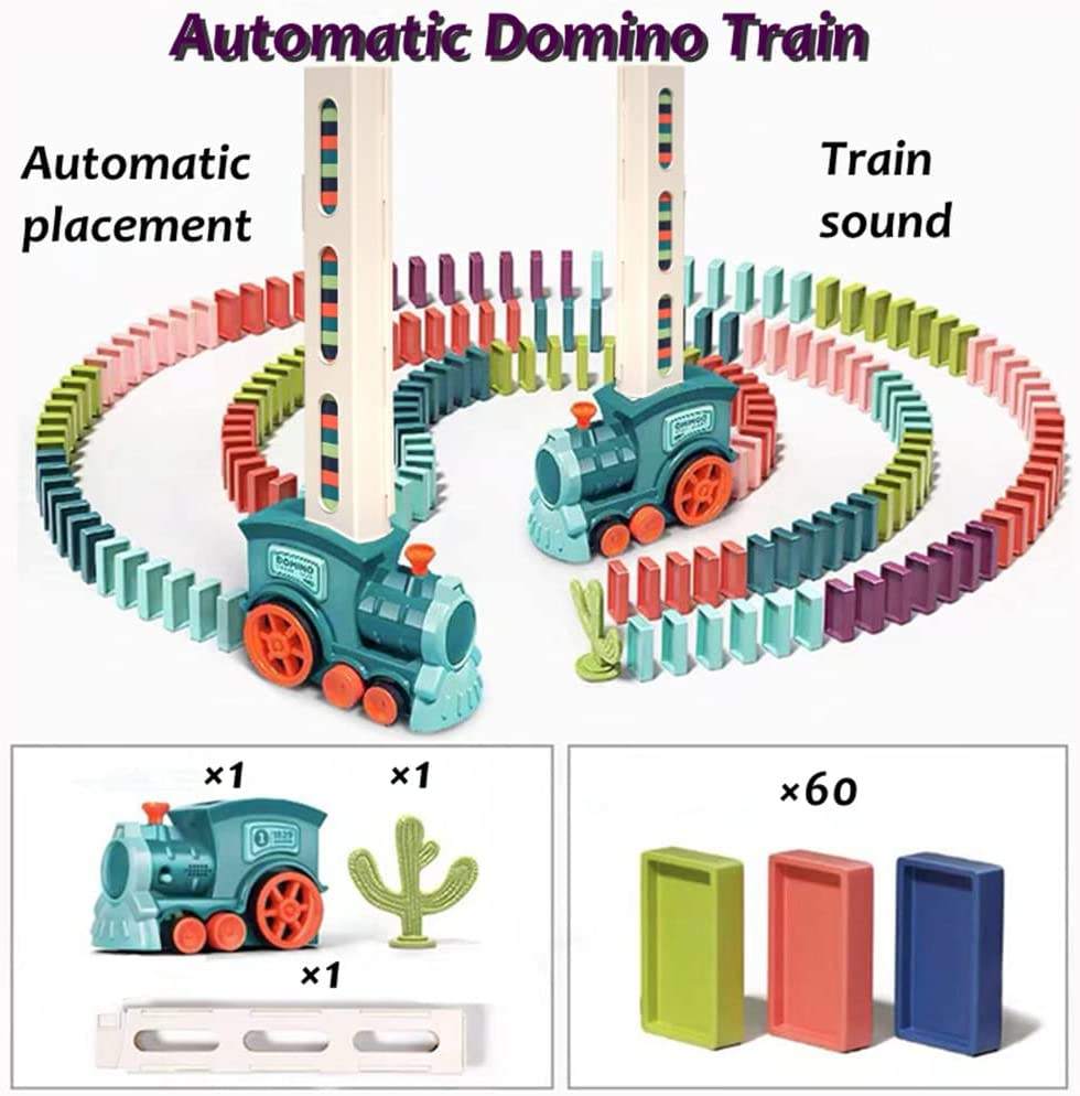 Automatic Domino Train Toy for Colorful Chain Reactions