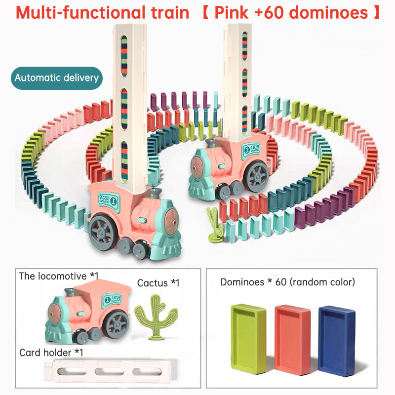 Automatic Domino Train Toy for Colorful Chain Reactions