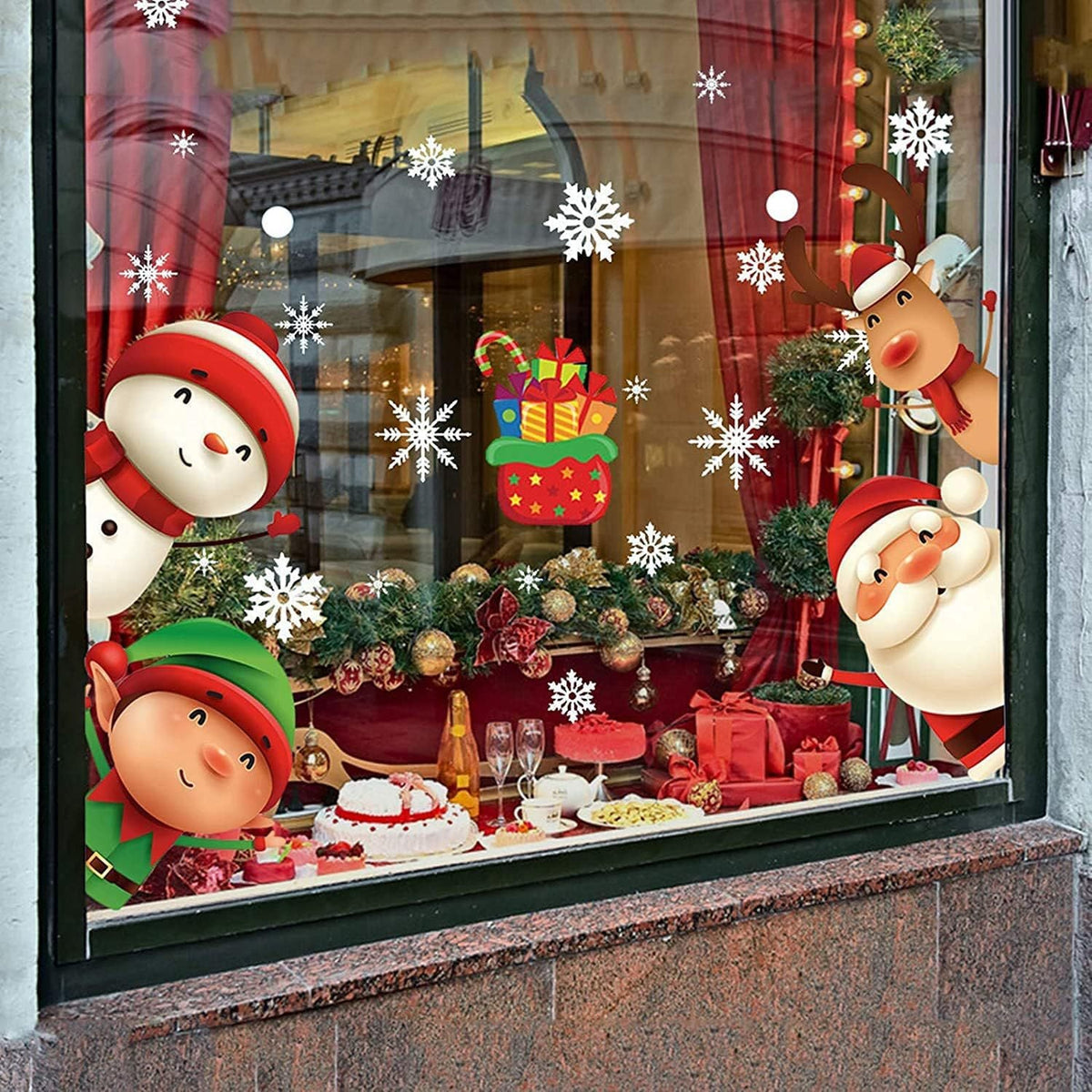 Christmas Window Stickers Static Cling Glass Decor Set