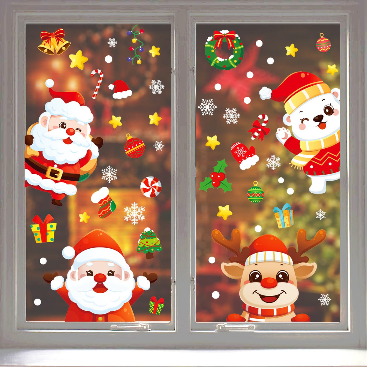 Christmas Window Stickers Static Cling Glass Decor Set