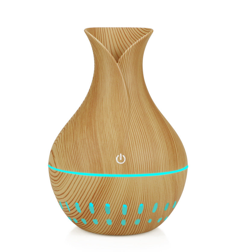 Wood-Grain USB Humidifier With 7-Color LED Desk Glow
