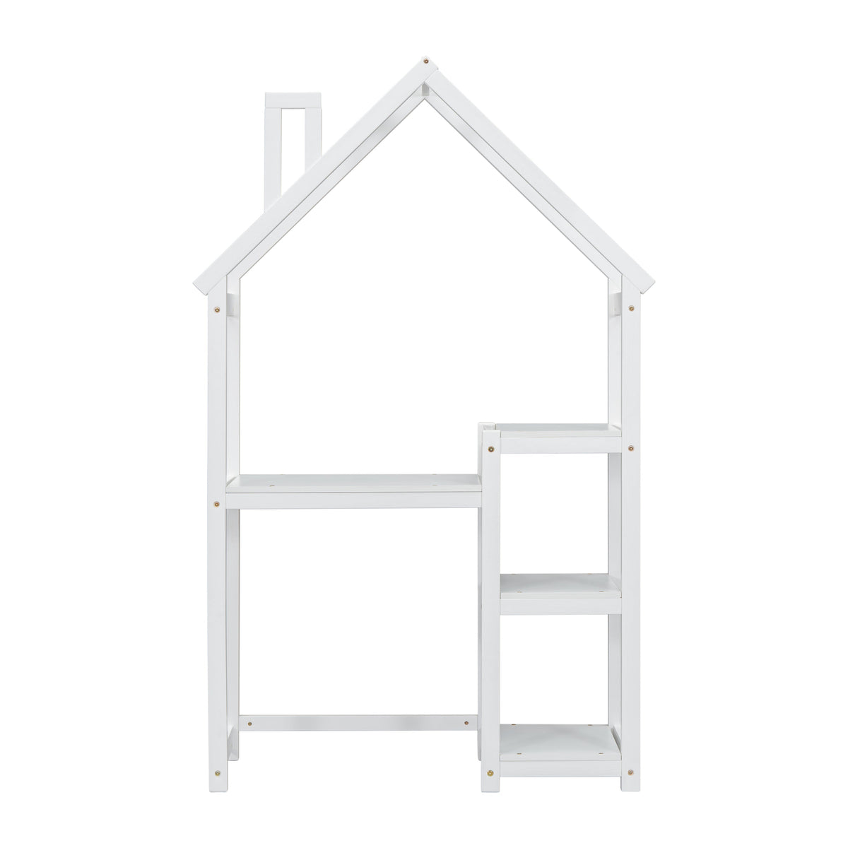 Kids House-Shaped Wooden Desk with Bookshelf Storage