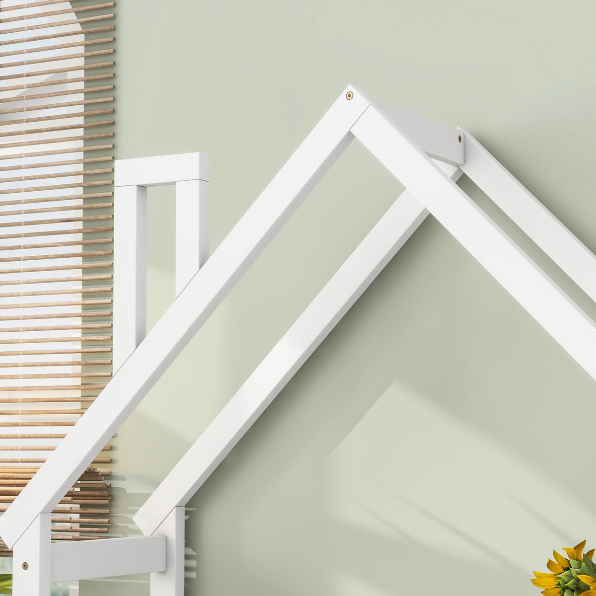 Kids House-Shaped Wooden Desk with Bookshelf Storage