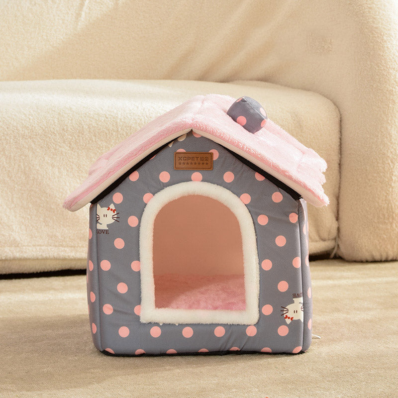 Washable Pet Cat & Dog Nest Bed for Cozy Indoor Sleep