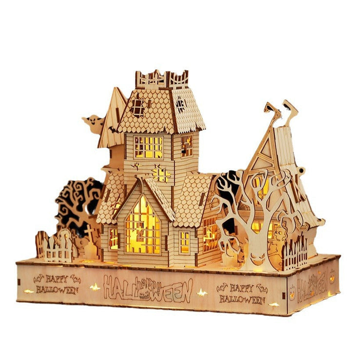 3D Wooden Halloween Puzzle & Haunted Village Decoration