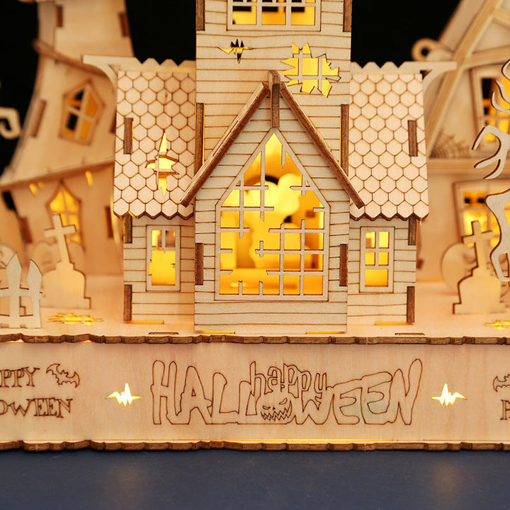 3D Wooden Halloween Puzzle & Haunted Village Decoration