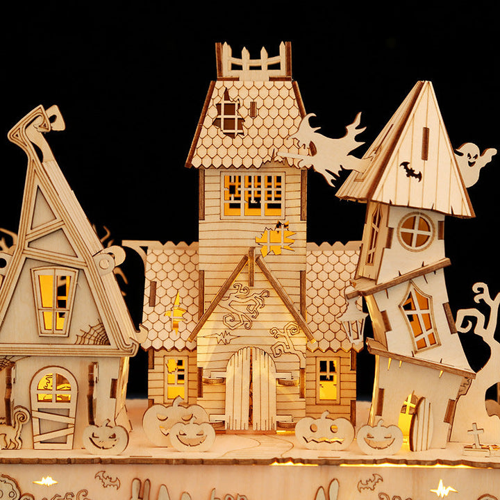 3D Wooden Halloween Puzzle & Haunted Village Decoration
