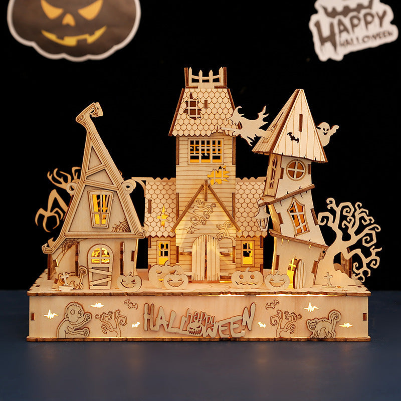 3D Wooden Halloween Puzzle & Haunted Village Decoration