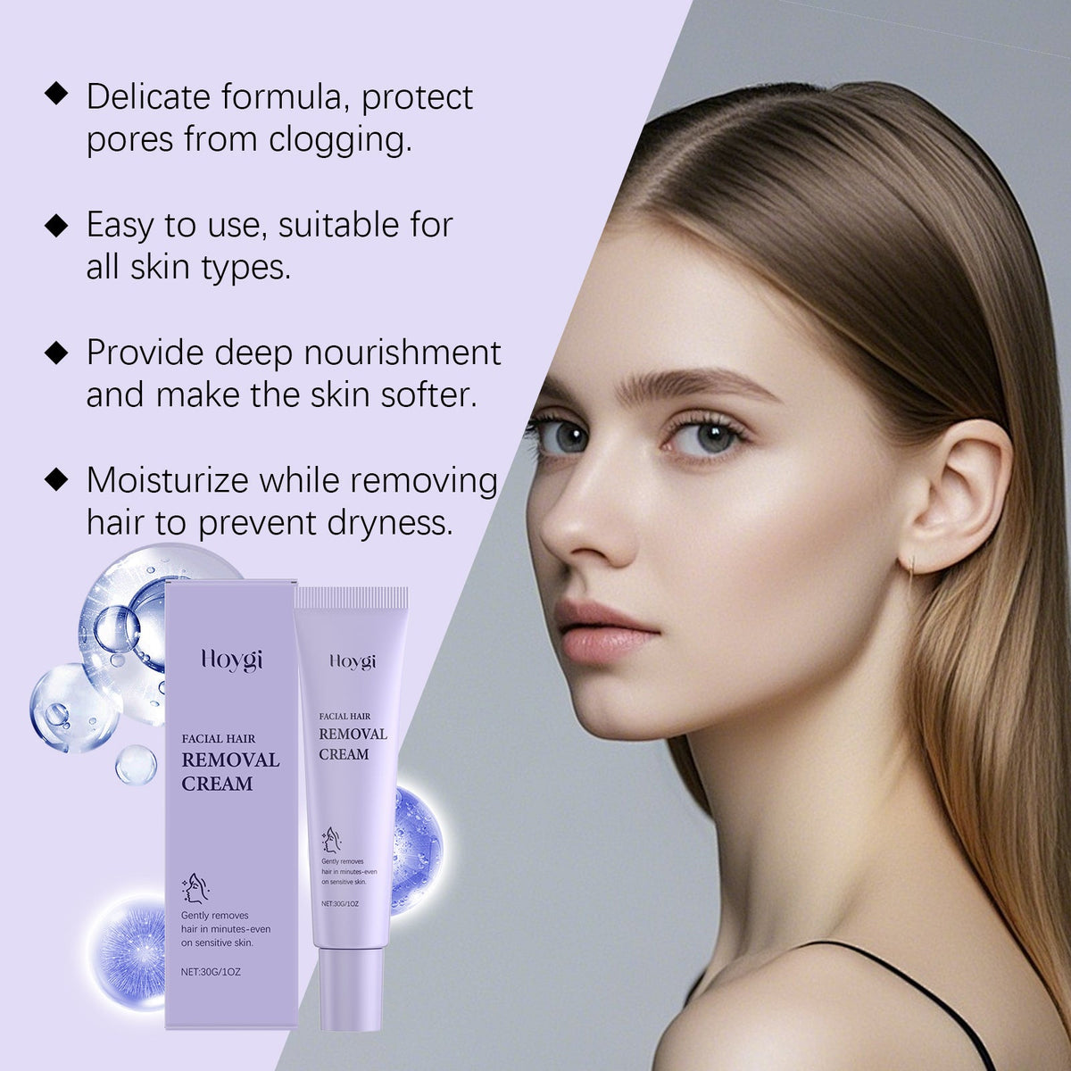 Gentle Facial Hair Removal Cream for Sensitive Skin