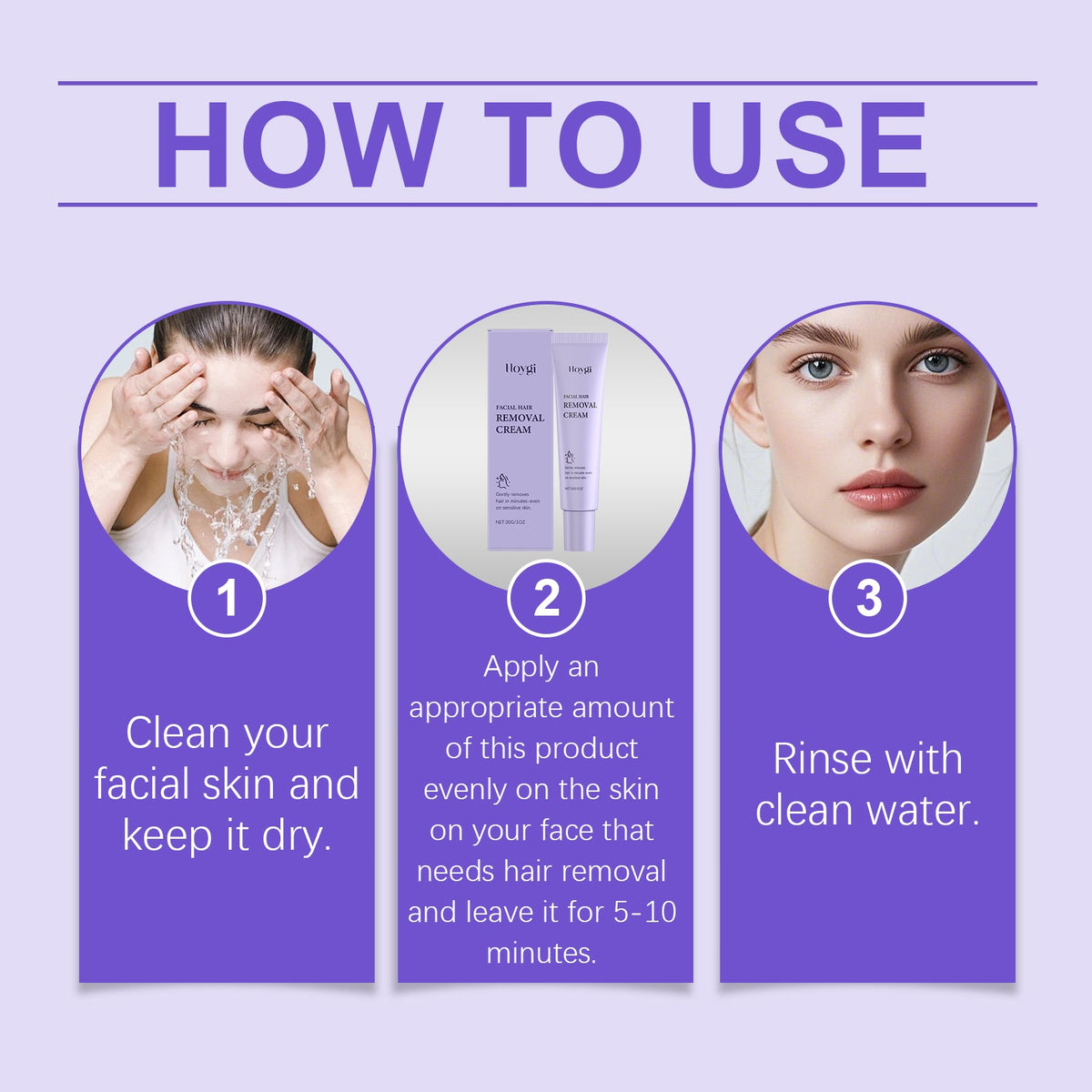 Gentle Facial Hair Removal Cream for Sensitive Skin