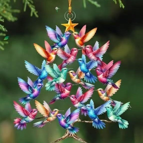 Hummingbird Christmas Ornament Colorful Tree Focal Point
