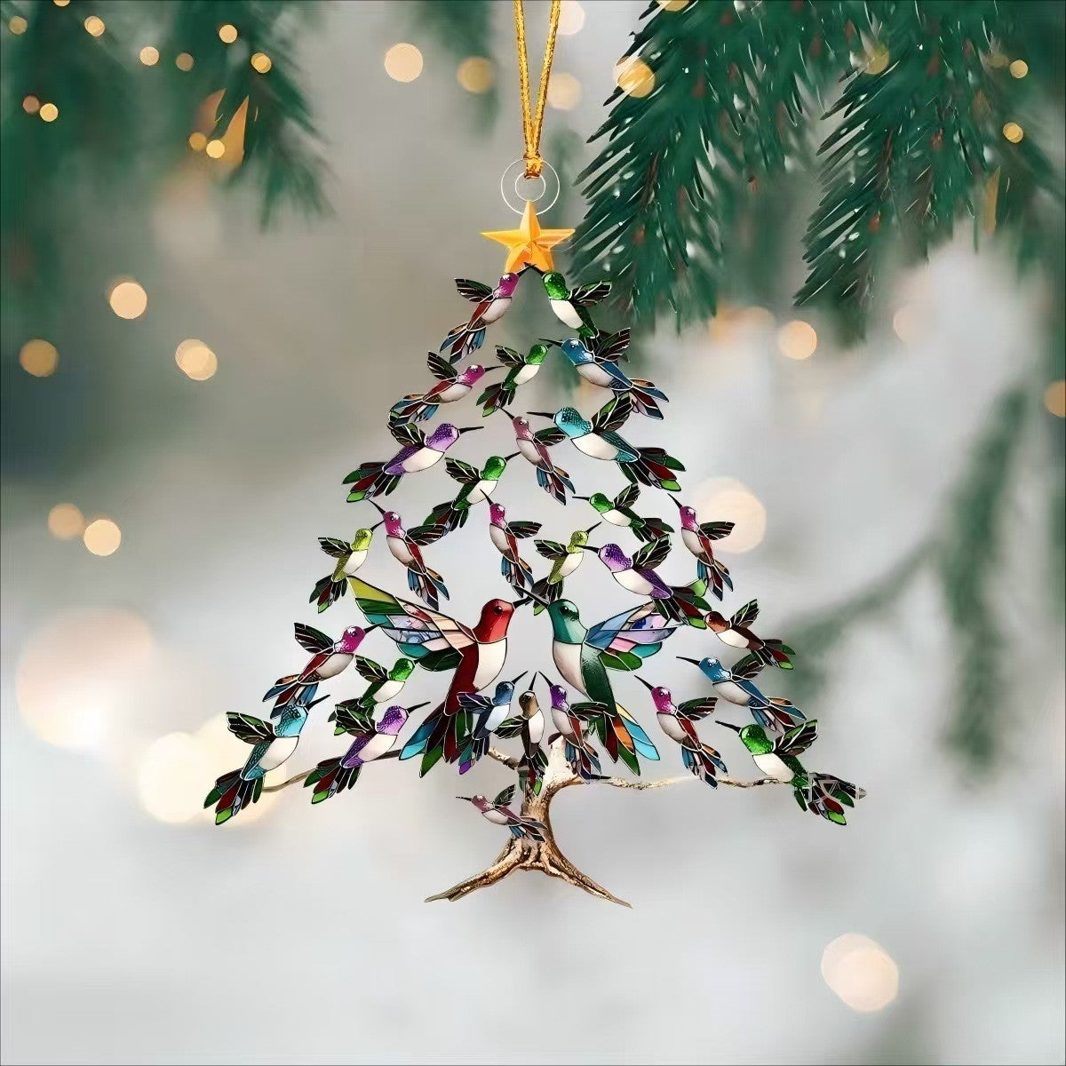 Hummingbird Christmas Ornament Colorful Tree Focal Point