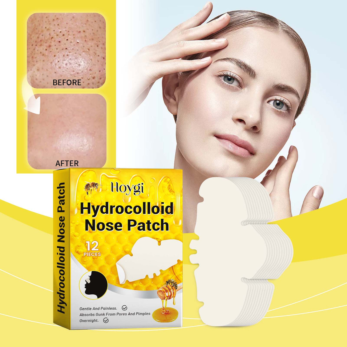 Hydrocolloid Nose Patches for Blackheads, Overnight