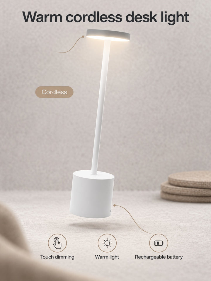 I-Shaped Cordless Desk Lamp: Warm Touch Dimming Light