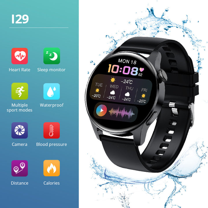 Round Smartwatch with Heart Rate and Bluetooth Calls