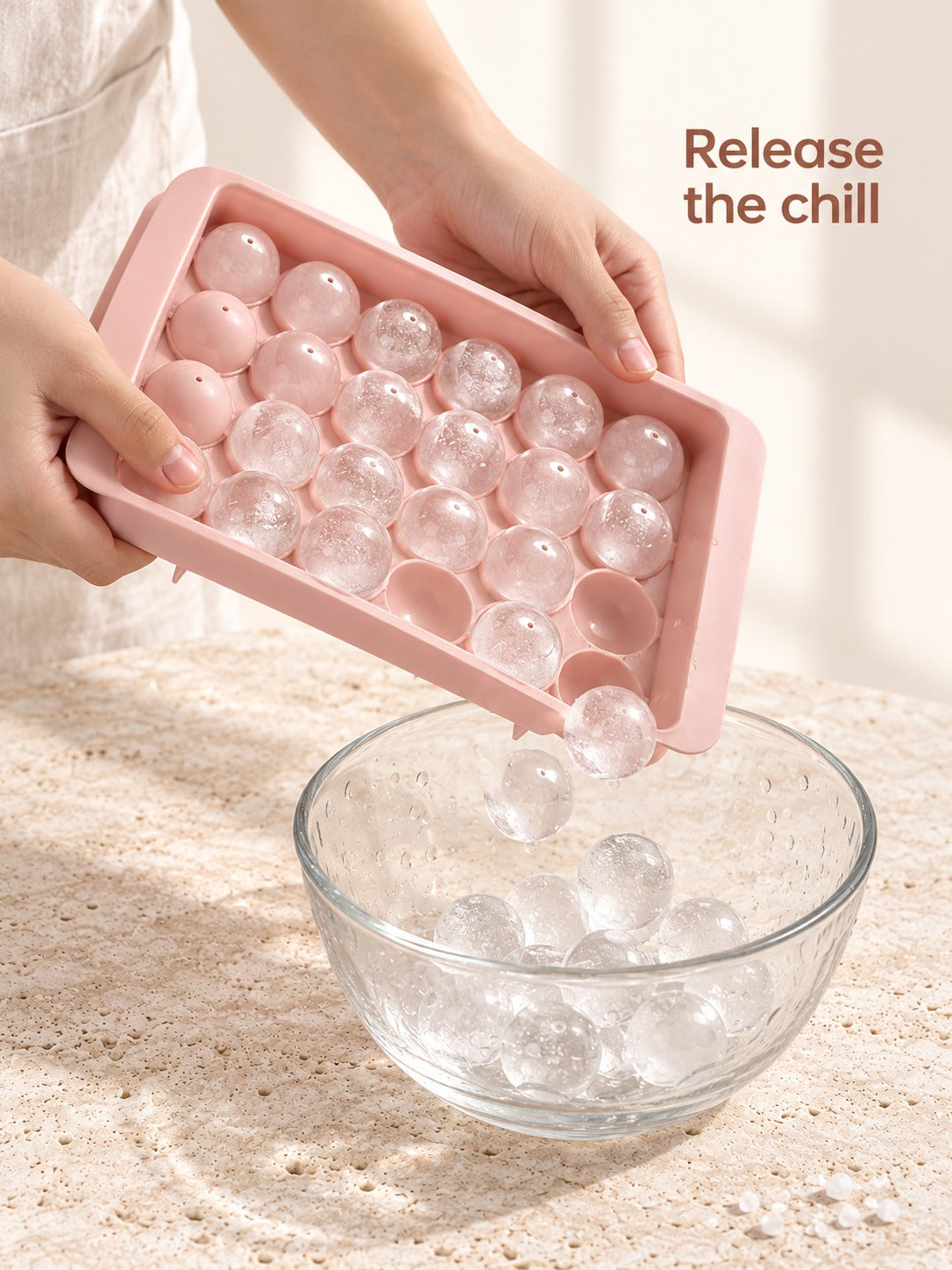 33-Ball Round Ice Mold Tray for Slow-Melt Summer Drinks