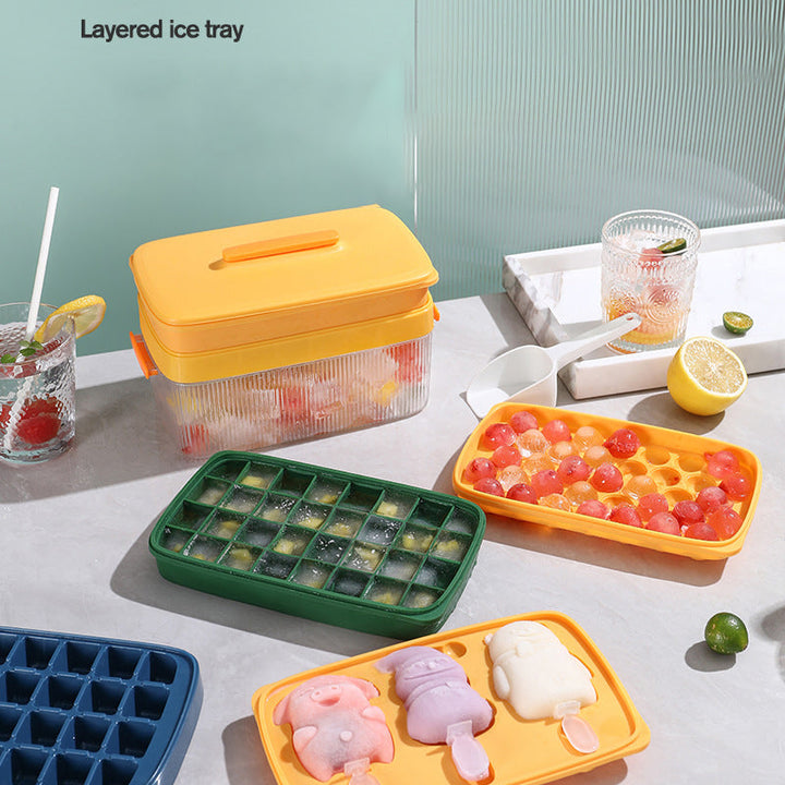Silicone Ice Cube Tray Set with Storage Box and Scoop