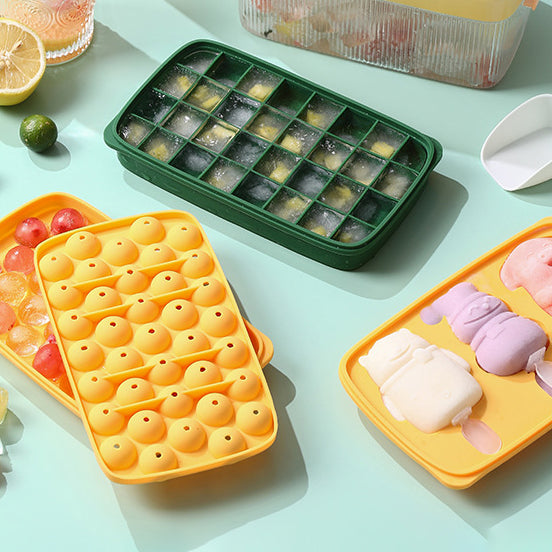 Silicone Ice Cube Tray Set with Storage Box and Scoop