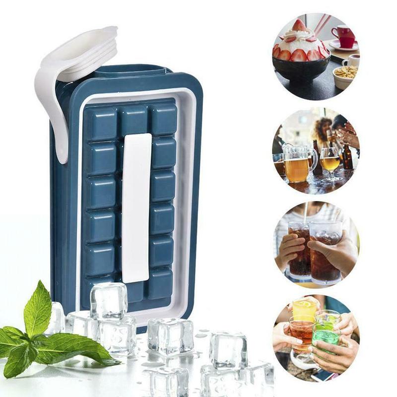 Portable Silicone Ice Cube Tray With Sealed Lid for Travel