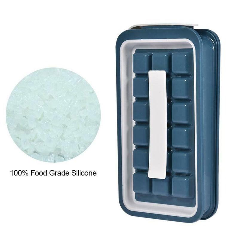Portable Silicone Ice Cube Tray With Sealed Lid for Travel