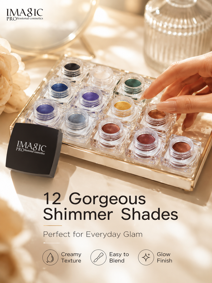 IMAGIC Gel Eyeshadow 12 Colors Waterproof Shimmer Palette