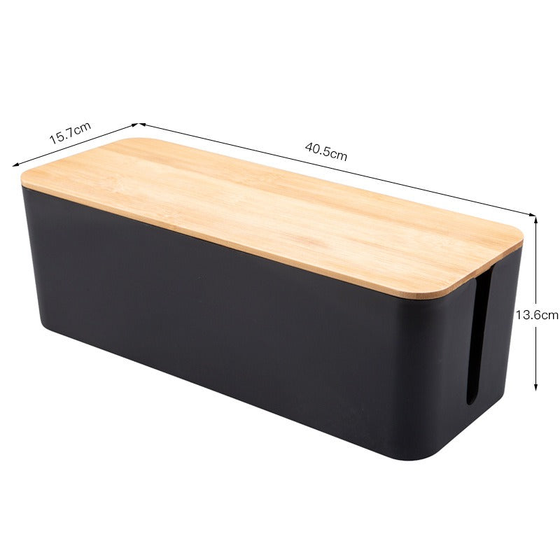 Wood Grain Cable Management Box for Desk Power Strips