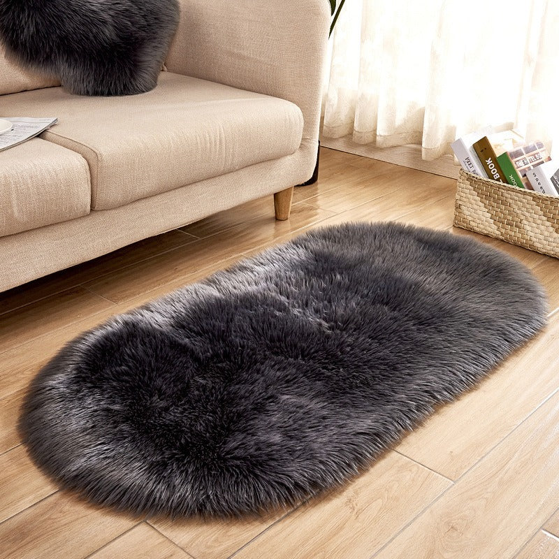 Oval Faux Wool Rug for Cozy Living Room Floors