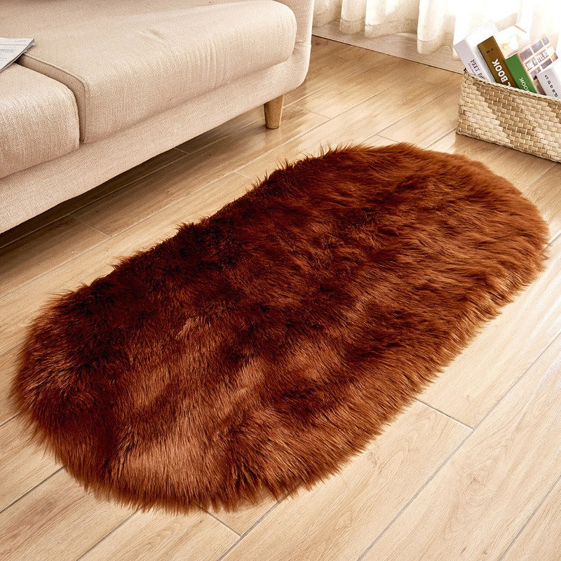 Oval Faux Wool Rug for Cozy Living Room Floors