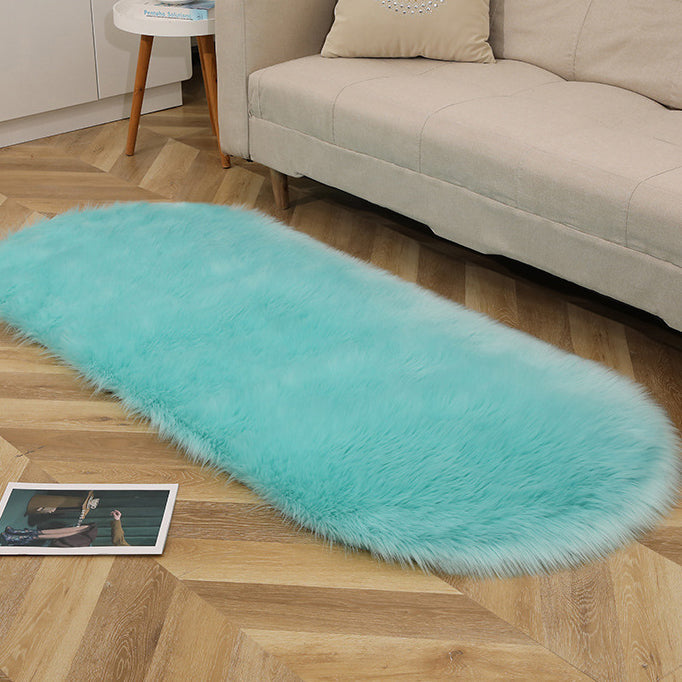 Oval Faux Wool Rug for Cozy Living Room Floors