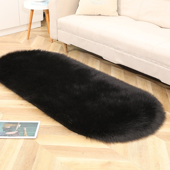 Oval Faux Wool Rug for Cozy Living Room Floors
