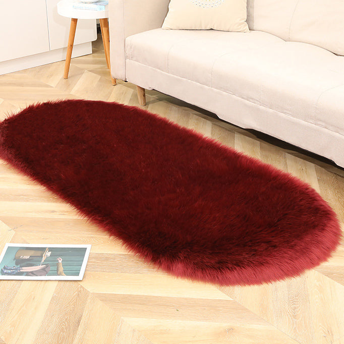 Oval Faux Wool Rug for Cozy Living Room Floors