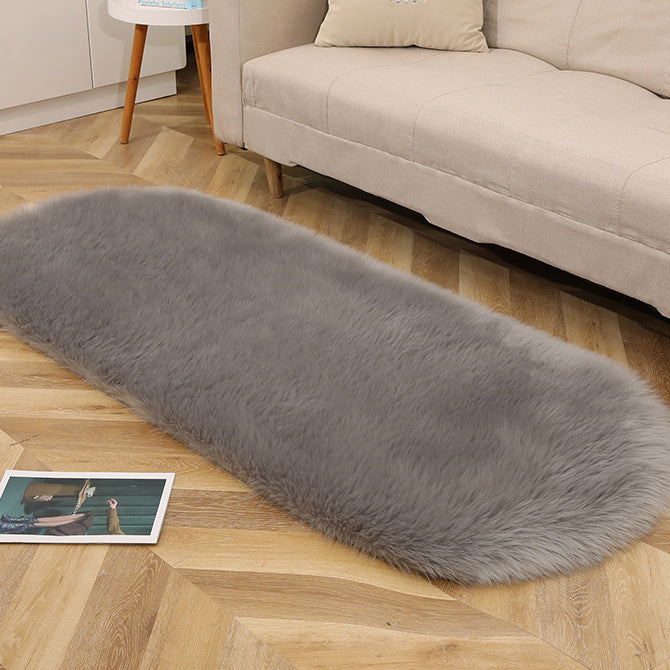 Oval Faux Wool Rug for Cozy Living Room Floors