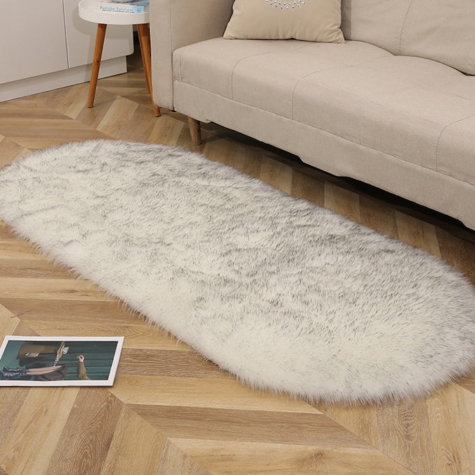 Oval Faux Wool Rug for Cozy Living Room Floors