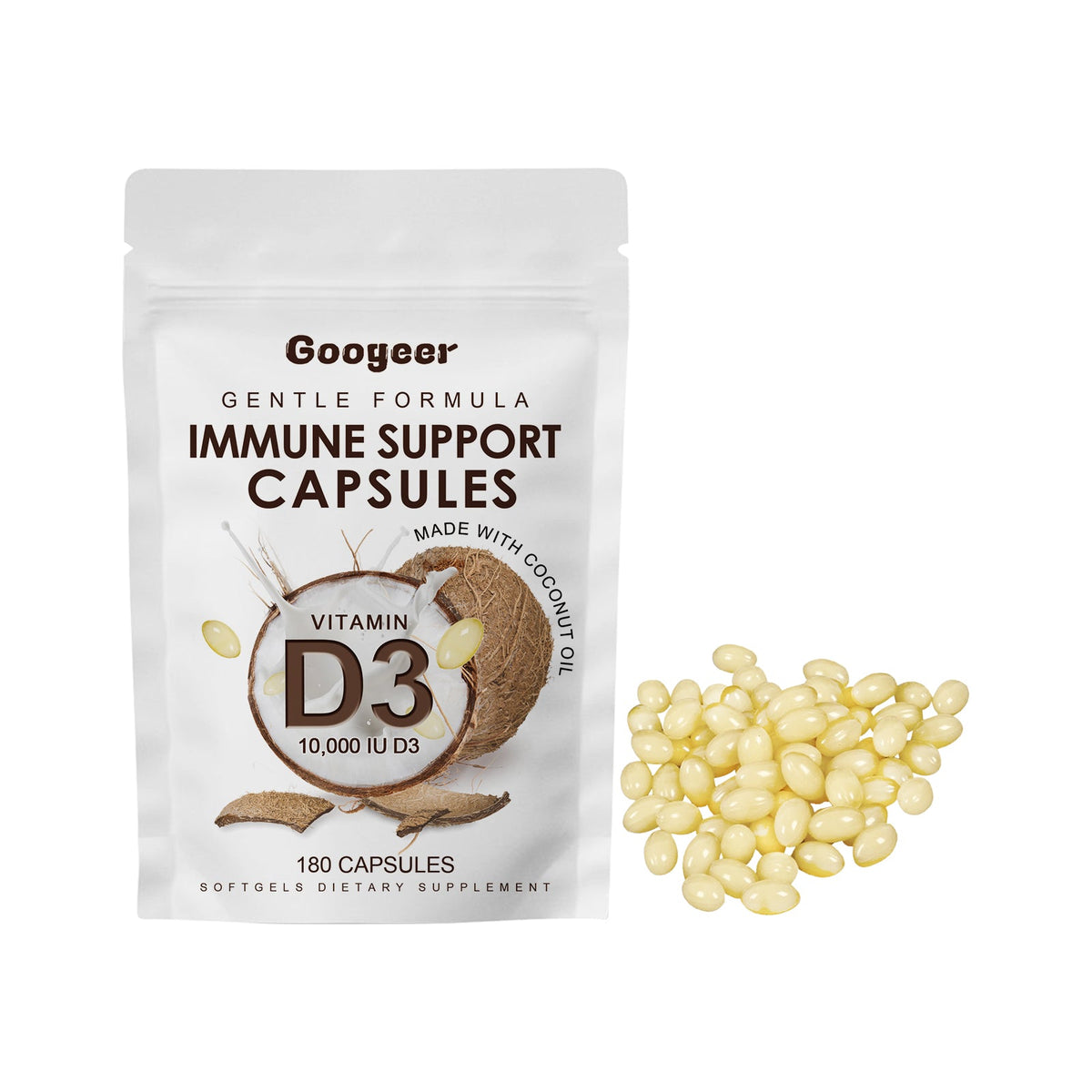Vitamin D3 10,000 IU Softgels with Coconut Oil Base