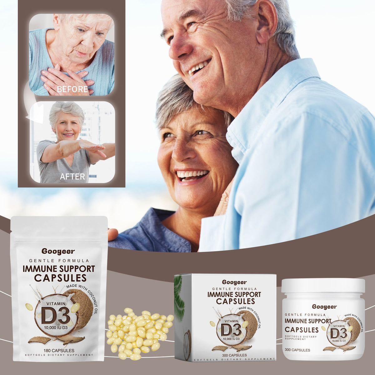 Vitamin D3 10,000 IU Softgels with Coconut Oil Base