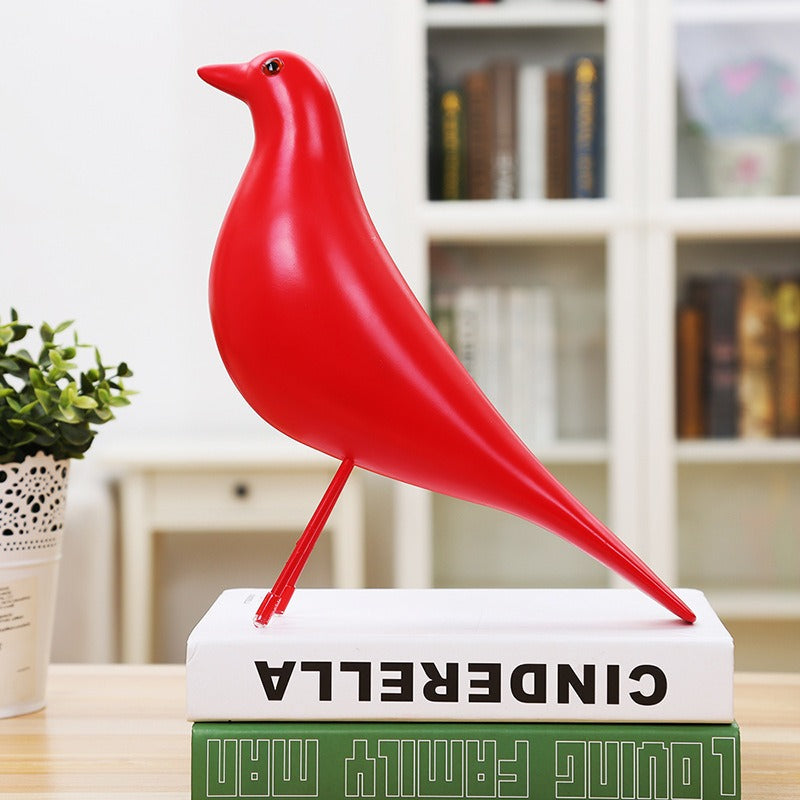 Red Pigeon Sculpture for Modern Shelf Decor Accent