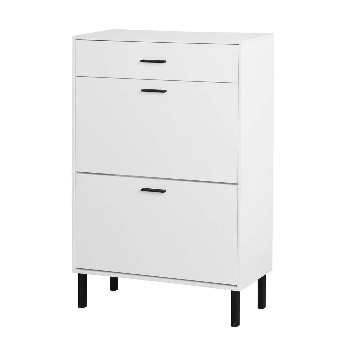 Hidden Shoe Cabinet with Flip-Down Drawers for Entryways