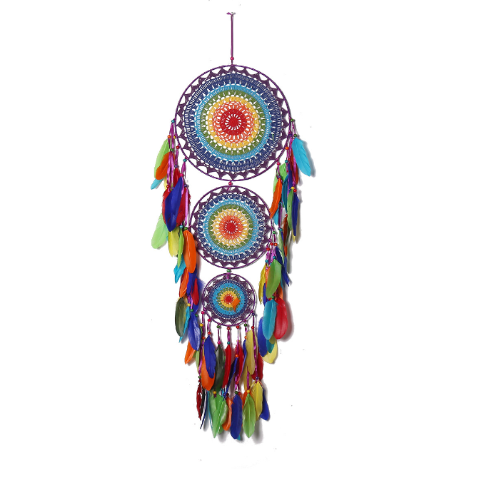 Three-Ring Dream Catcher Wall Hanging for Colorful Decor