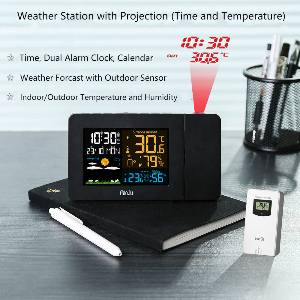 Projection Weather Station Alarm Clock for Night Viewing