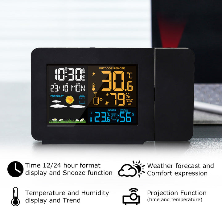Projection Weather Station Alarm Clock for Night Viewing
